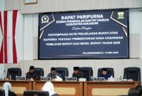 Rapat Paripurna DPRD Kabupaten Sukabumi dalam rangka penyampaian nota penjelasan Bupati atas Raperda tentang pembentukan dana cadangan Pilkada 2029, Kamis (15/5/2025)