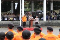 Apel kesiapan tanggap darurat bencana di Alun-Alun Palabuhanratu, Rabu (5/11/2025).