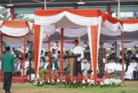 Bupati Sukabumi, Asep Japar, dalam Upacara Peringatan Hari Santri Tingkat Kabupaten Sukabumi, Kamis (22/10/2026).